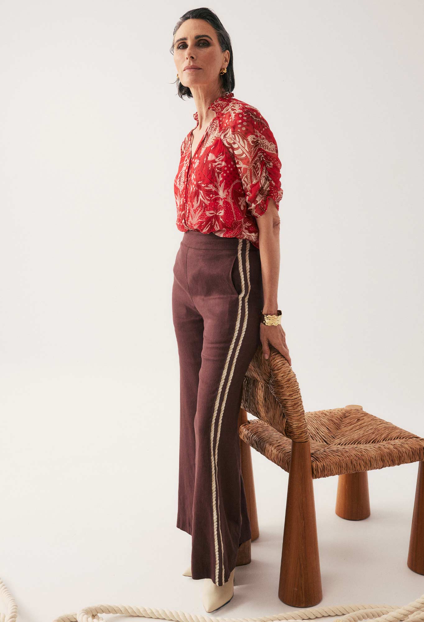 OnceWas - Liora Linen Viscose Stretch Rope Pant | Rustic Twine