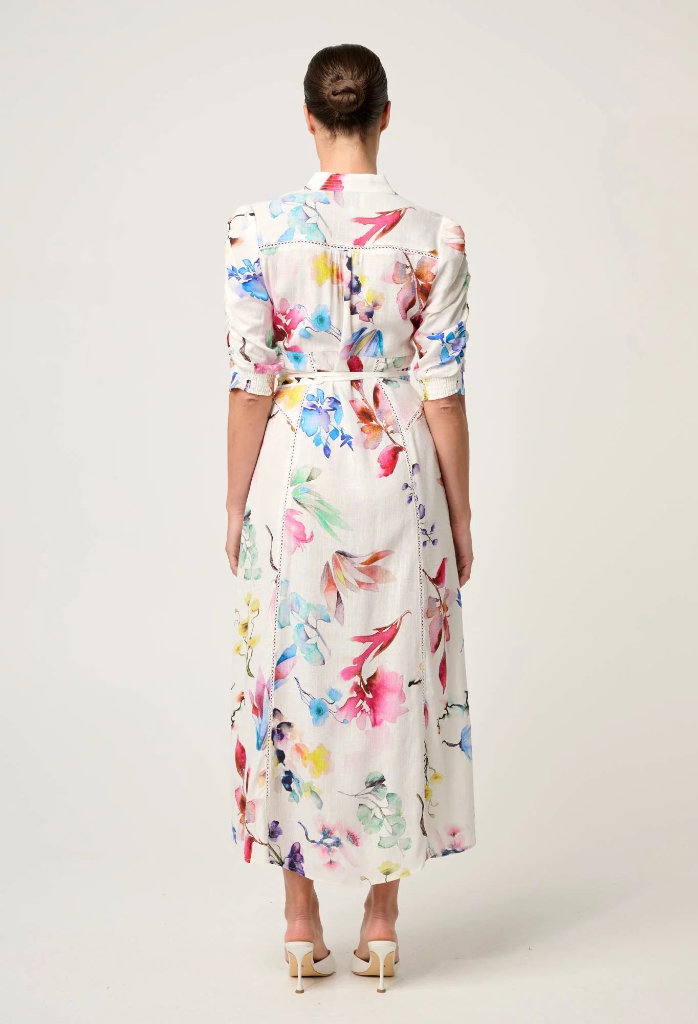 OnceWas - Xenia Yoke Linen Viscose Dress | Plume Blossom OnceWas