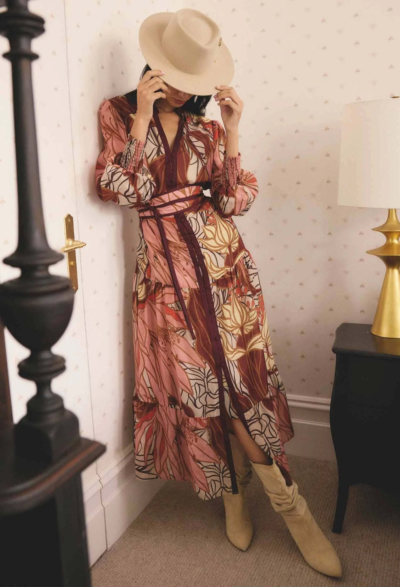 OnceWas - Liliana Cotton Silk Printed Maxi Dress | Cathedral Botanic