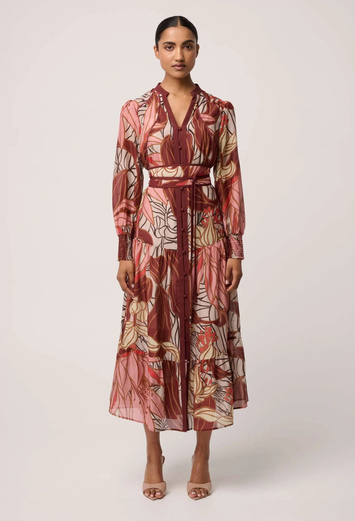 OnceWas - Liliana Cotton Silk Printed Maxi Dress | Cathedral Botanic