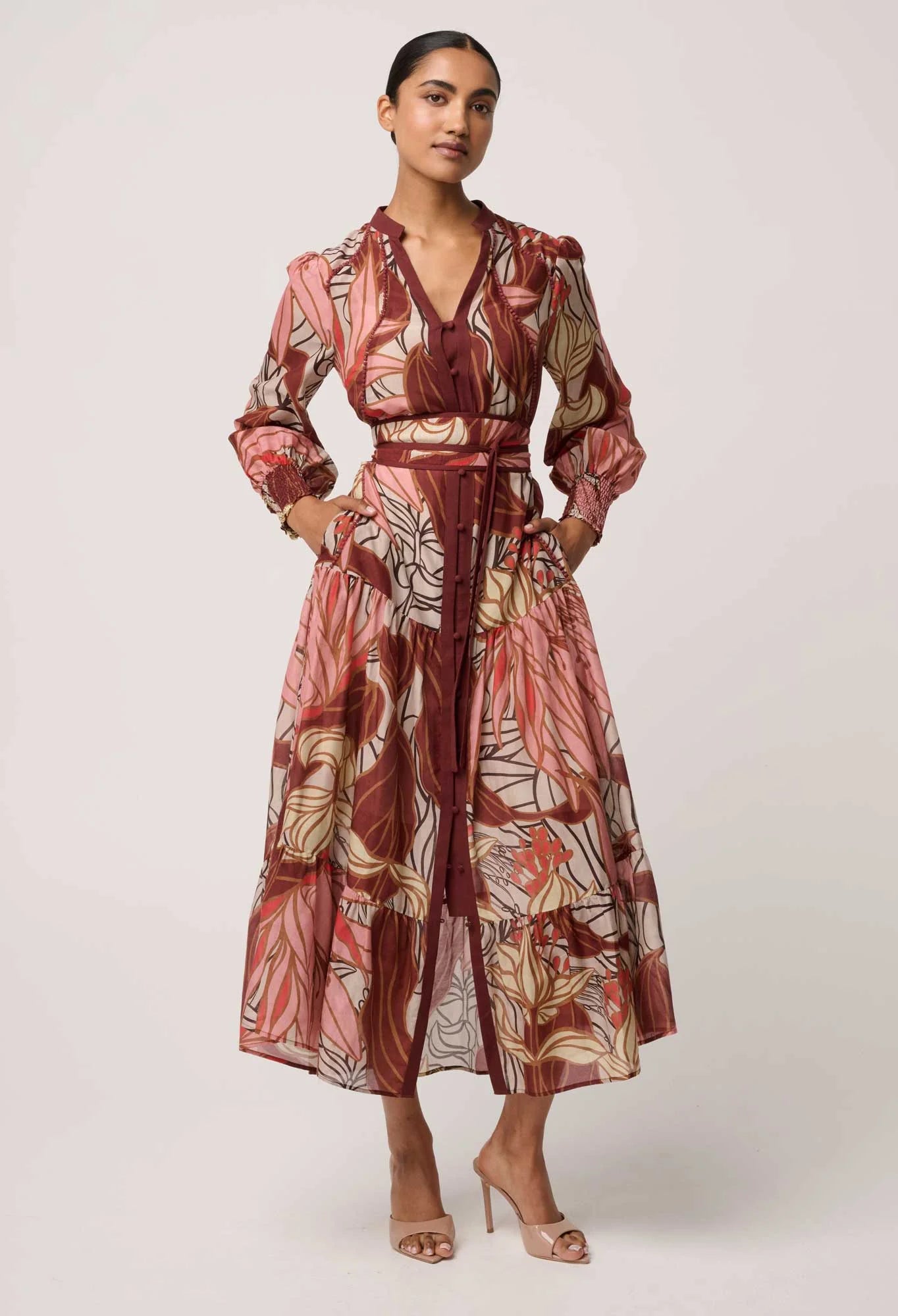 OnceWas - Liliana Cotton Silk Printed Maxi Dress | Cathedral Botanic