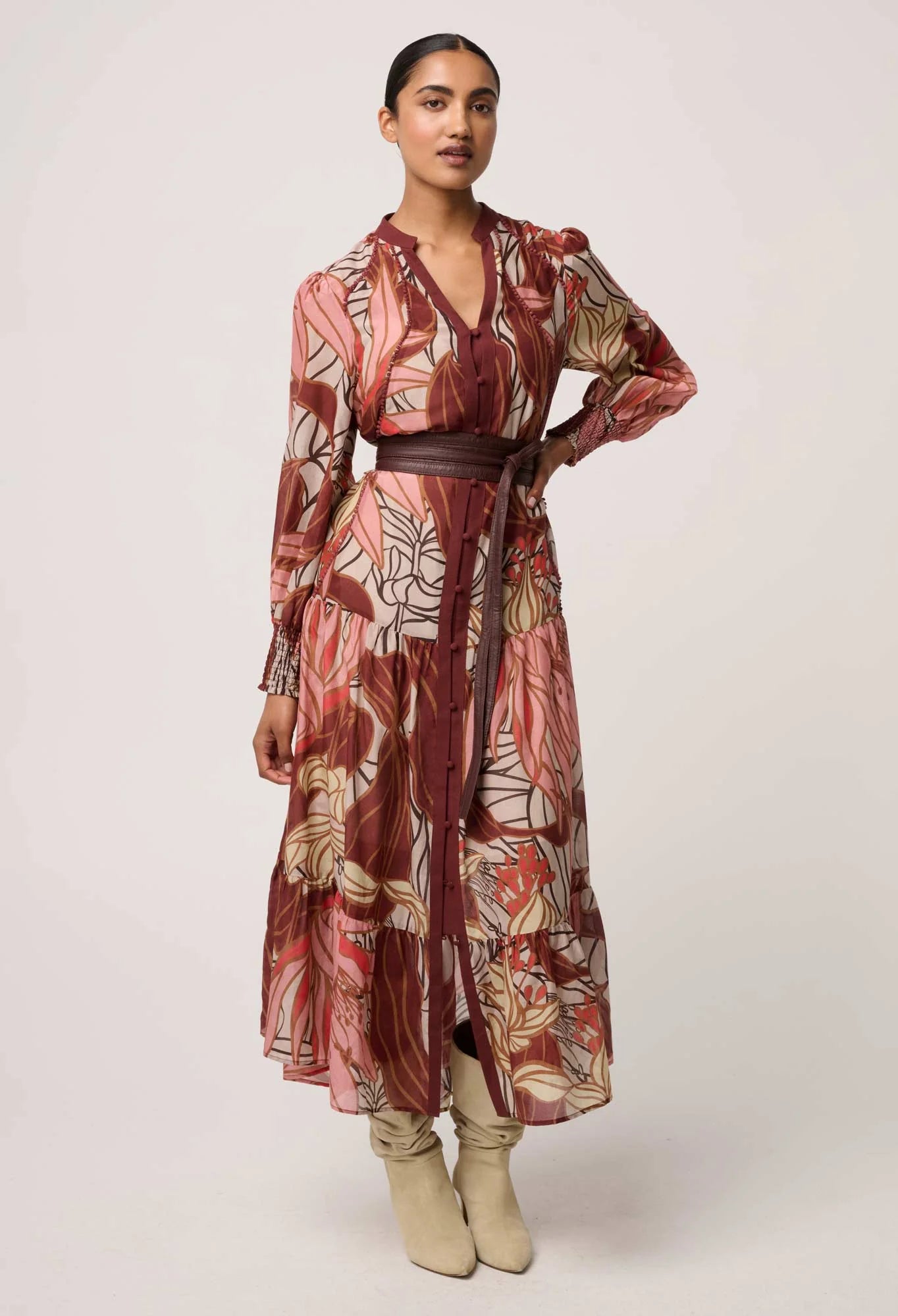 OnceWas - Liliana Cotton Silk Printed Maxi Dress | Cathedral Botanic