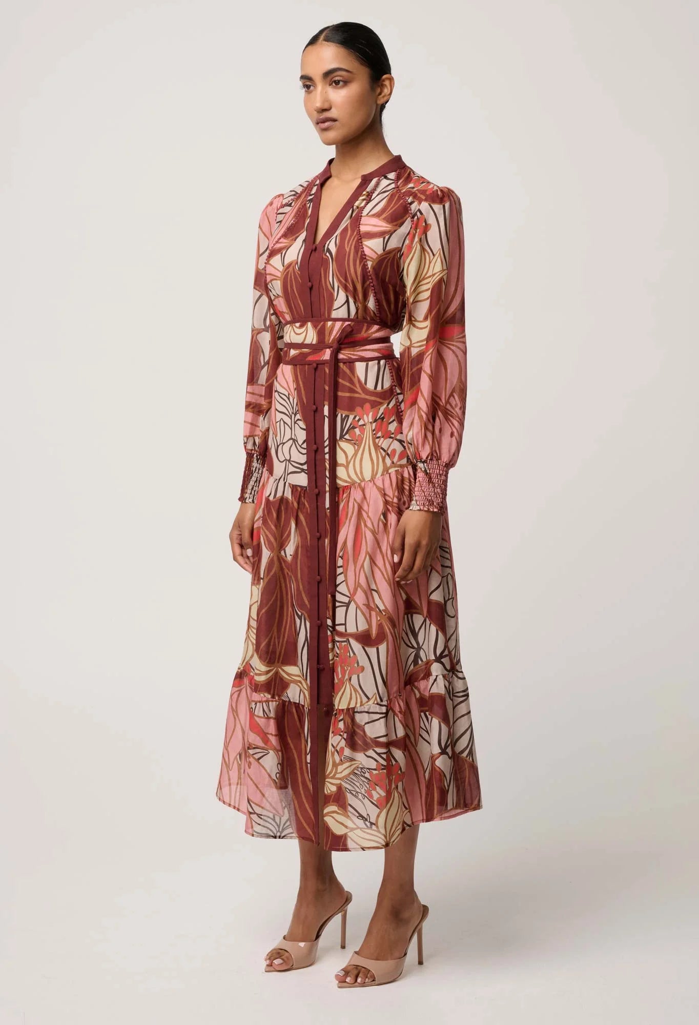OnceWas - Liliana Cotton Silk Printed Maxi Dress | Cathedral Botanic