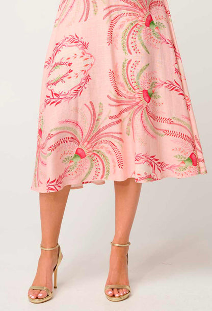 OnceWas - Estrella Linen Viscose Yoke Skirt | Palmarosa