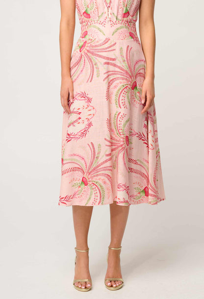 OnceWas - Estrella Linen Viscose Yoke Skirt | Palmarosa