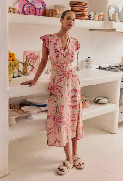 OnceWas - Estrella Linen Viscose Yoke Skirt | Palmarosa