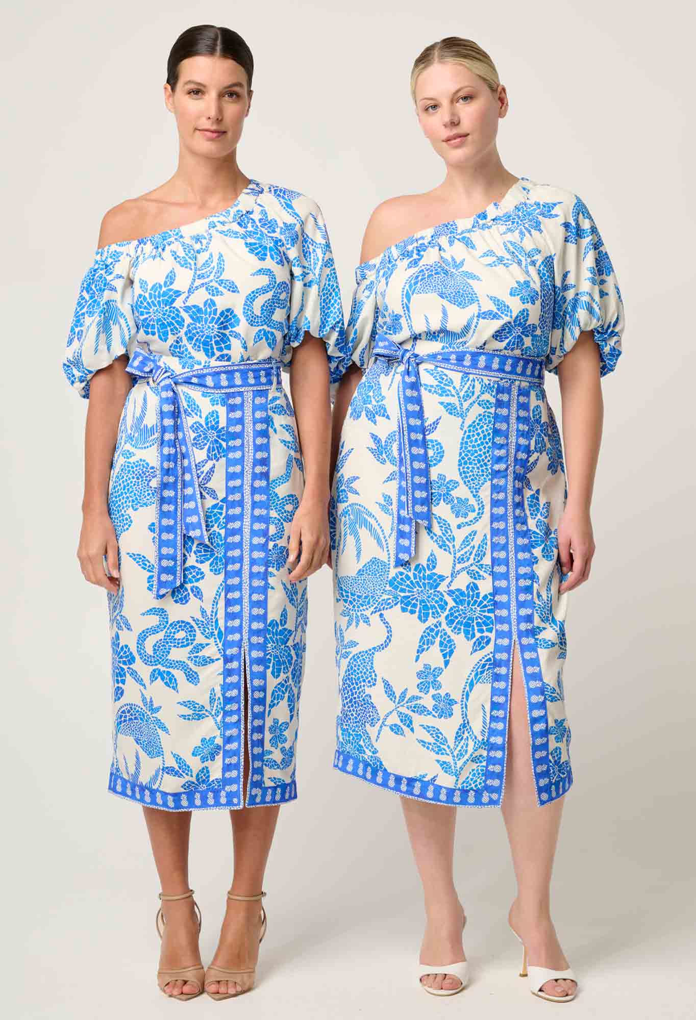OnceWas - Zenobia Viscose Dobby Midi Skirt | Azure Mosaic OnceWas