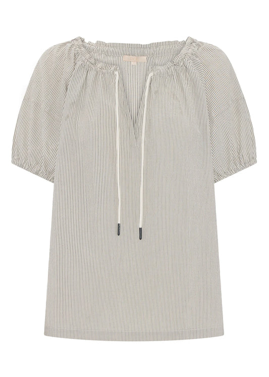 POL - Seersucker Tie Top | Natural Stripe