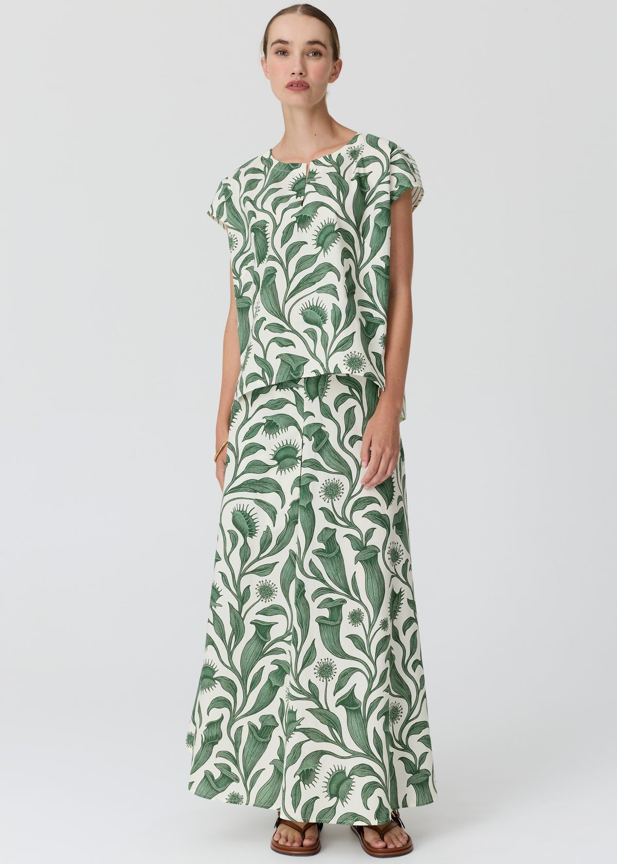 POL - Botanica Top w Contrast Back | Botanica Print/ Stripe