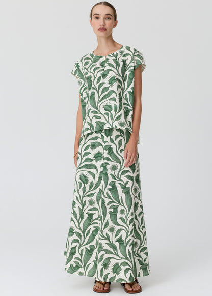 POL - Botanica Top w Contrast Back | Botanica Print/ Stripe