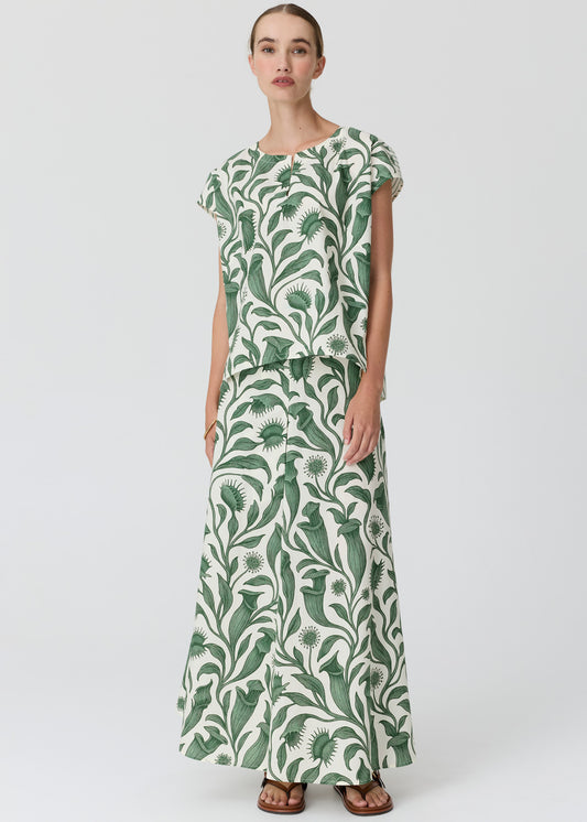 POL - Botanica Top w Contrast Back | Botanica Print/ Stripe