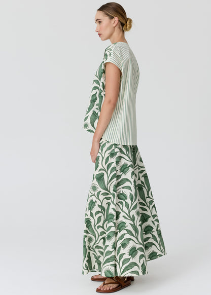 POL - Botanica Top w Contrast Back | Botanica Print/ Stripe