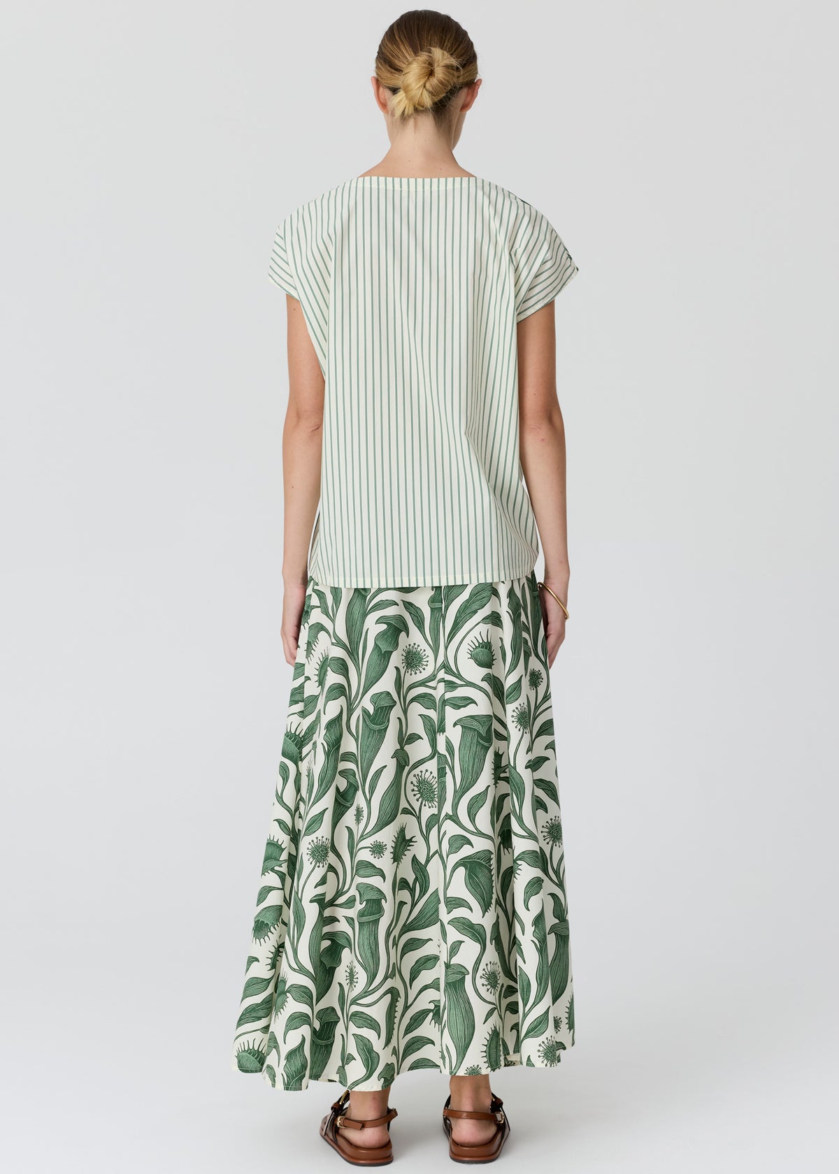 POL - Botanica Top w Contrast Back | Botanica Print/ Stripe