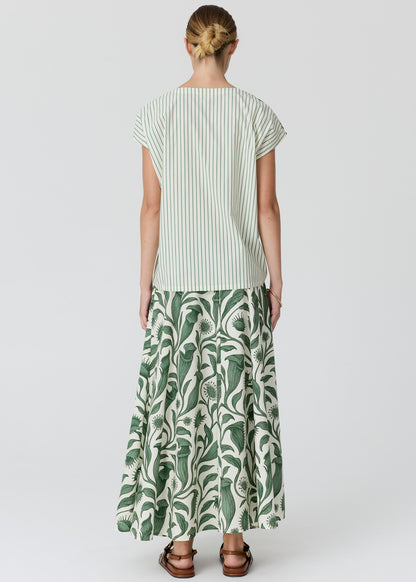 POL - Botanica Top w Contrast Back | Botanica Print/ Stripe
