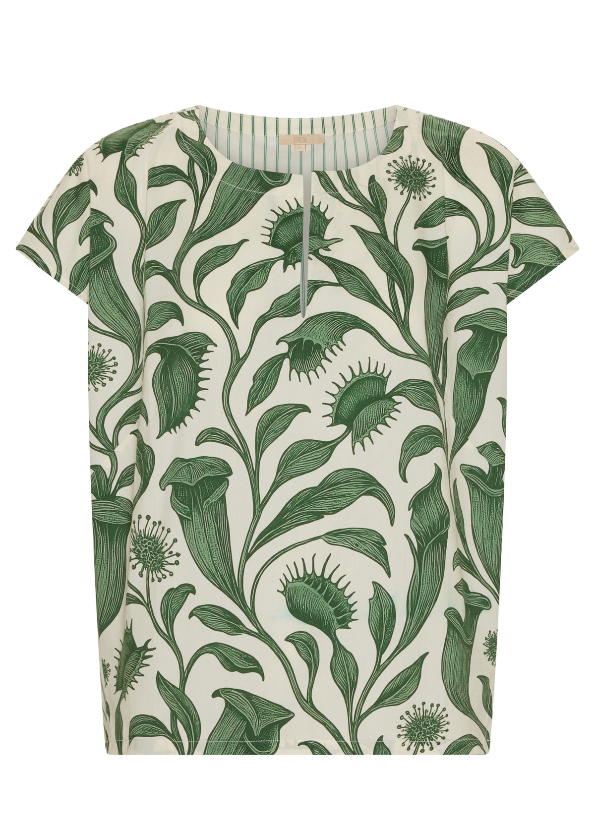 POL - Botanica Top w Contrast Back | Botanica Print/ Stripe