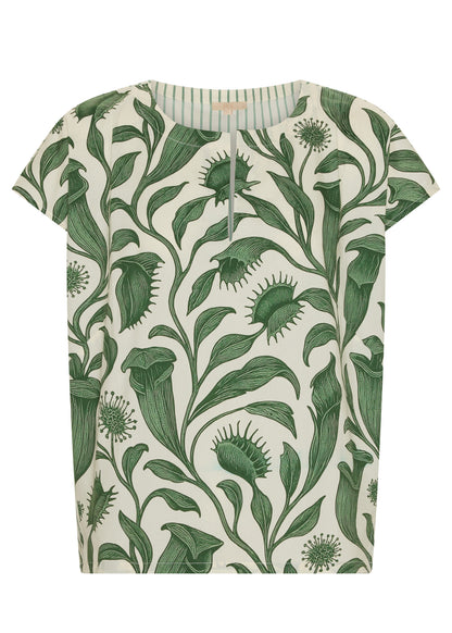 POL - Botanica Top w Contrast Back | Botanica Print/ Stripe