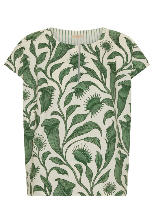 POL - Botanica Top w Contrast Back | Botanica Print/ Stripe
