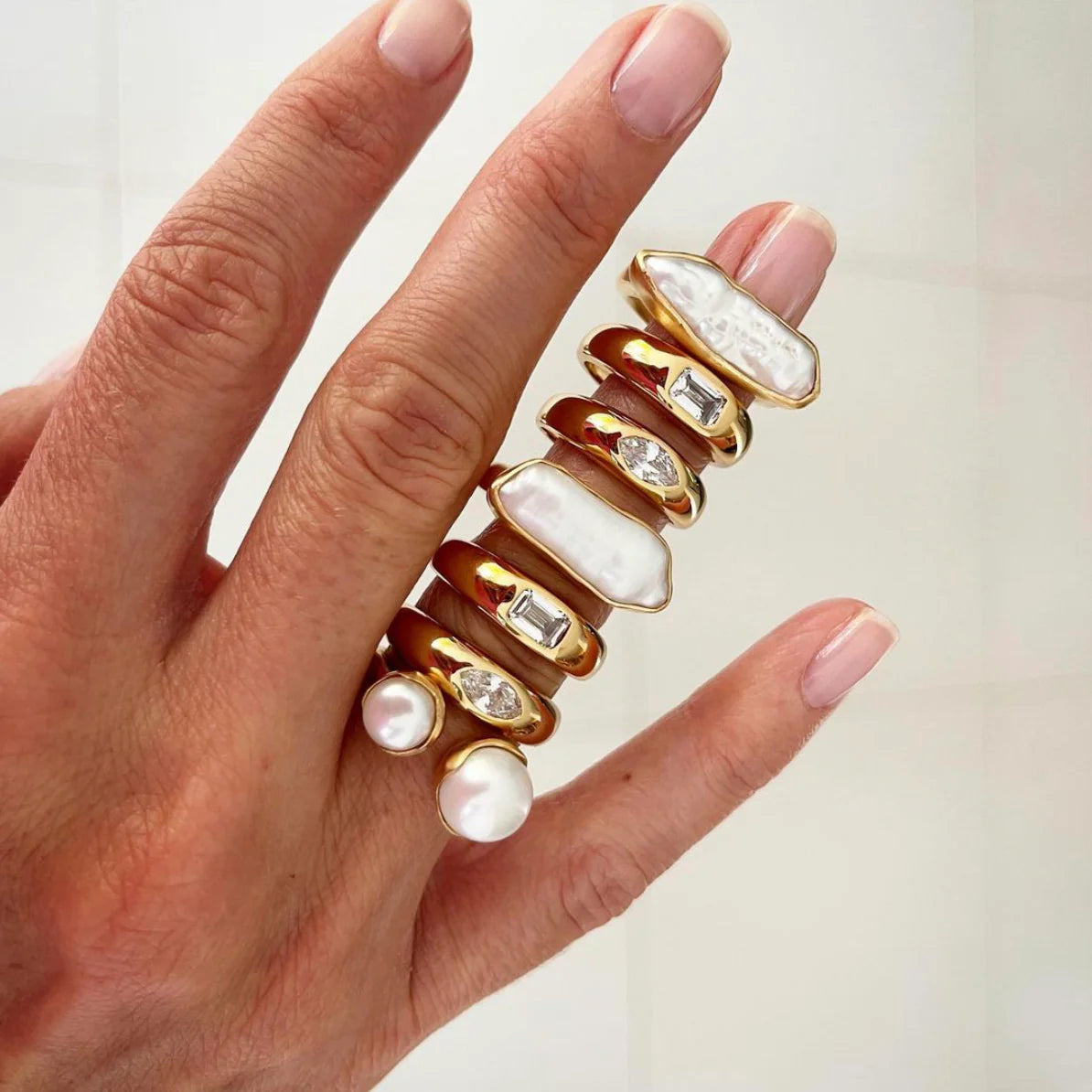 FAIRLEY - Double Pearl Ring | Gold