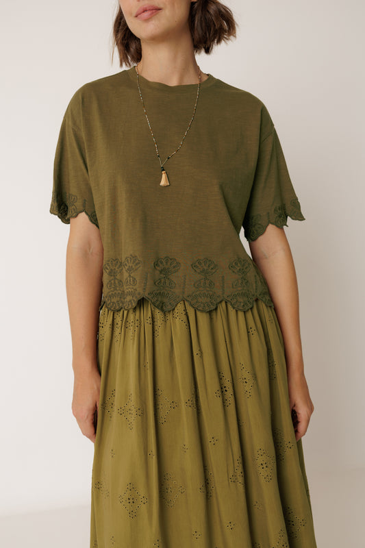 Indi & Cold - Boxy Embroidered Tee