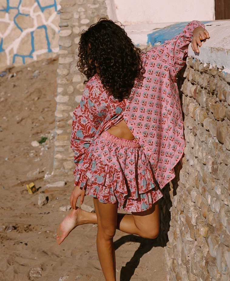 Kinga Csilla - Fae Frill Skort | Kamala Block Print