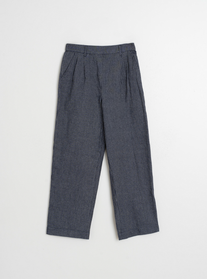 Indi & Cold - Pleated Pinstripe Trouser | Indigo