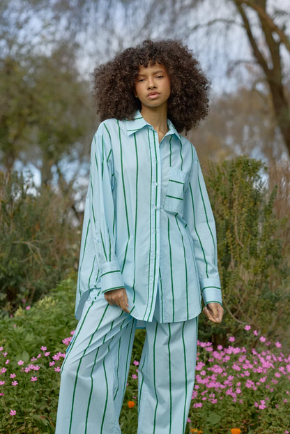 ASTON STUDIO - Buddy Shirt | Bluebell stripe