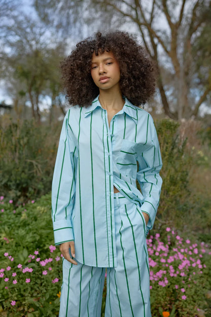 ASTON STUDIO - Buddy Shirt | Bluebell stripe