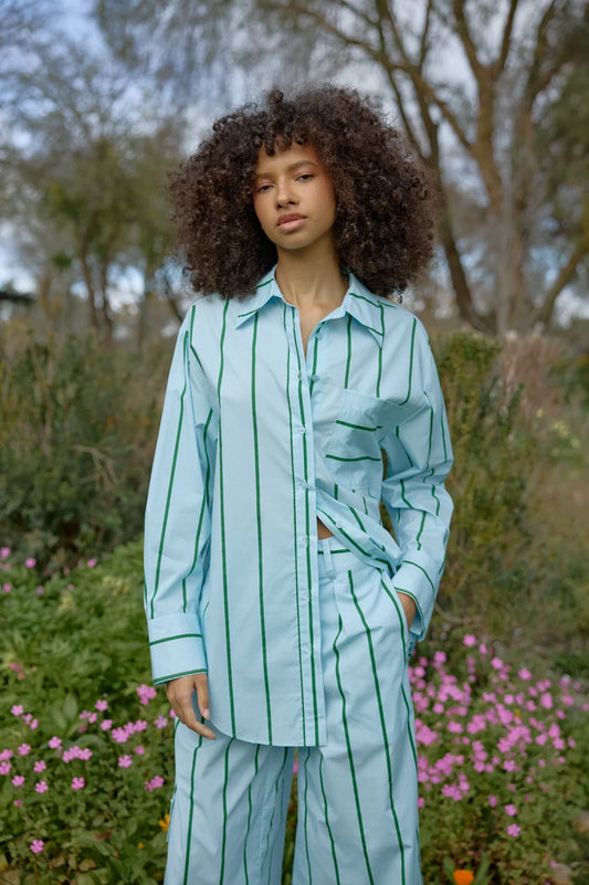 ASTON STUDIO - Buddy Shirt | Bluebell stripe