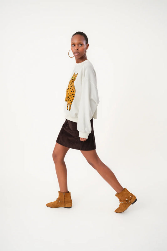 Lolly's Laundry - SydneyLL Leopard Sweatshirt | White