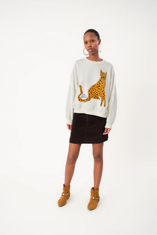 Lolly's Laundry - SydneyLL Leopard Sweatshirt | White