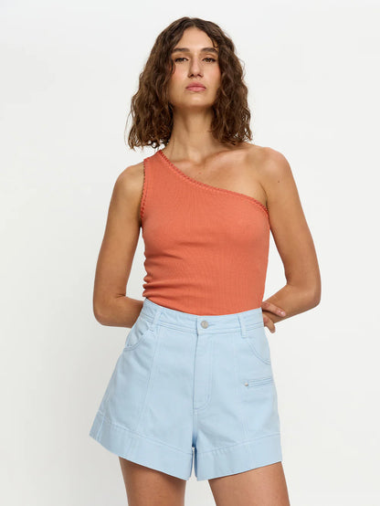 KIVARI - Tallulah One Shoulder Tank | Pale Rust