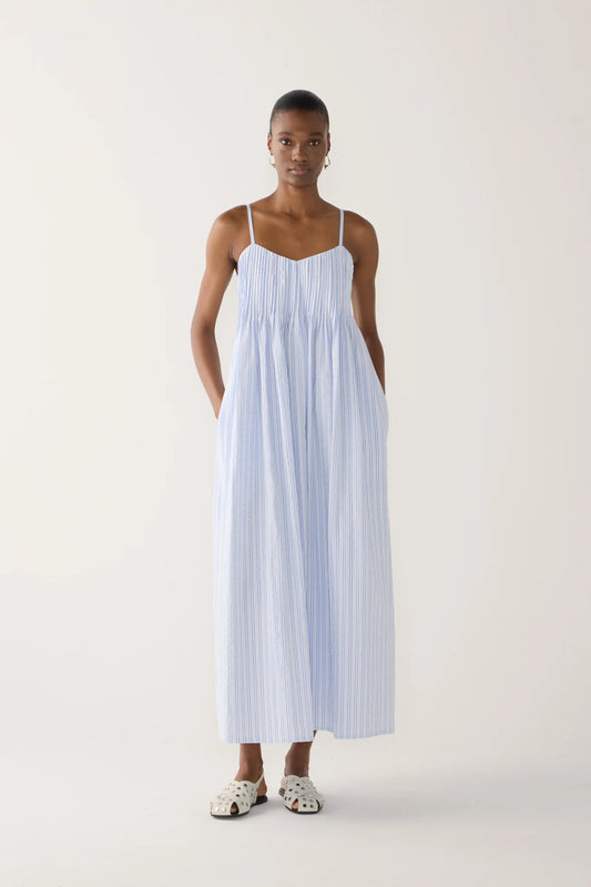 Foemina - Viv Dress | Blue Stripe Seersucker