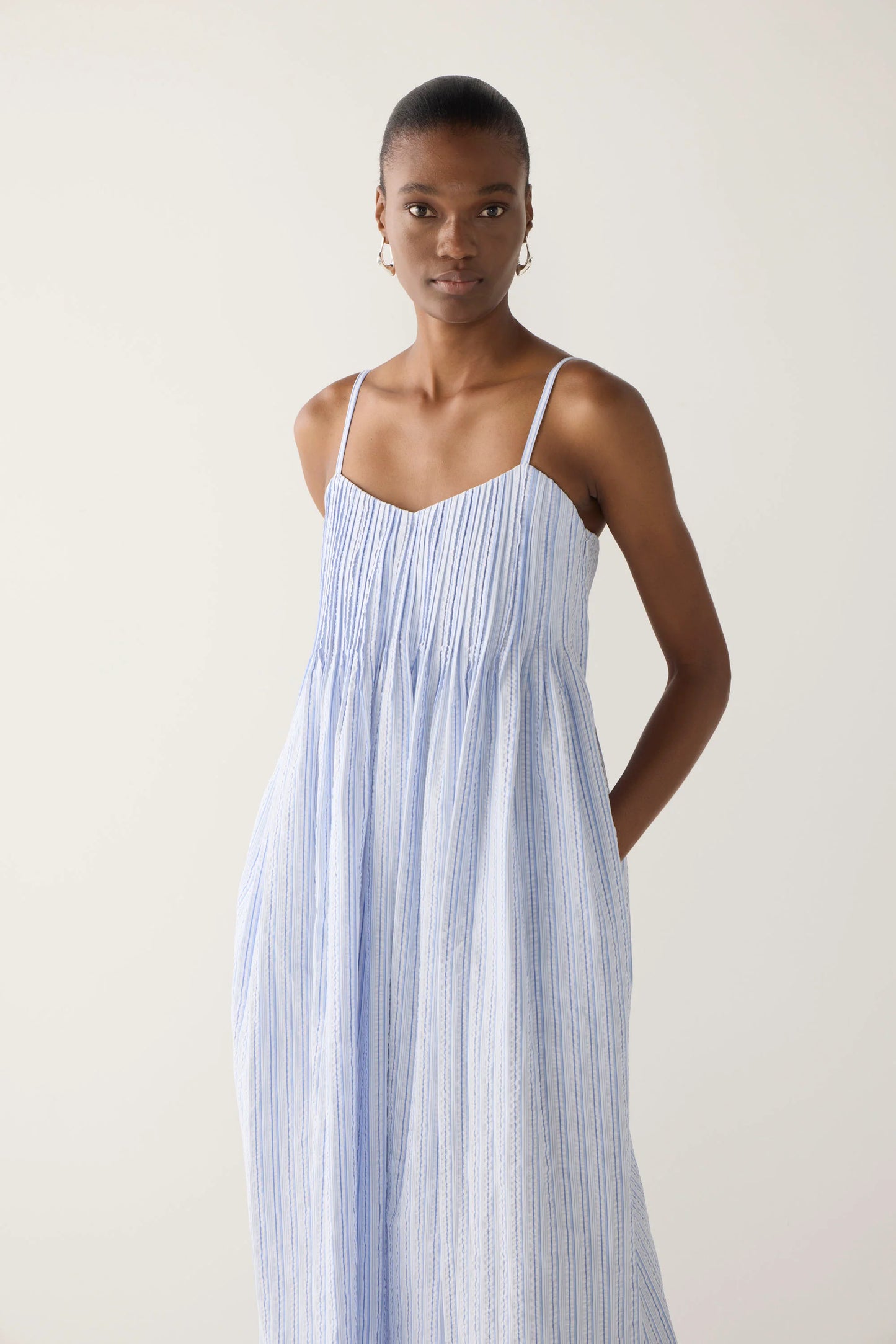 Foemina - Viv Dress | Blue Stripe Seersucker