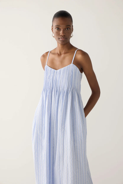 Foemina - Viv Dress | Blue Stripe Seersucker