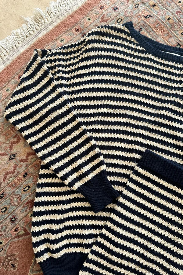 Lilya - Valentina Stripe Knit Top | Navy Sand