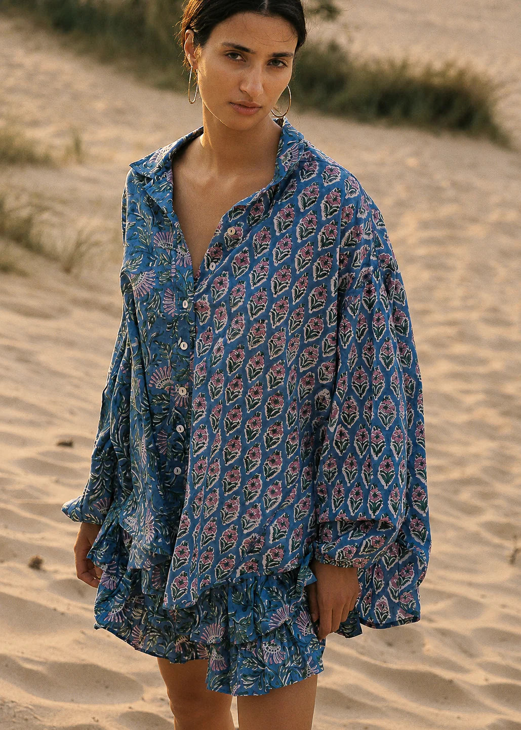 Kinga Csilla - Chalm Shirt | Zaffre Block print