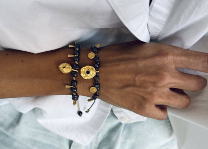 Ηematite Gold Protection Bracelets: Cross and eye