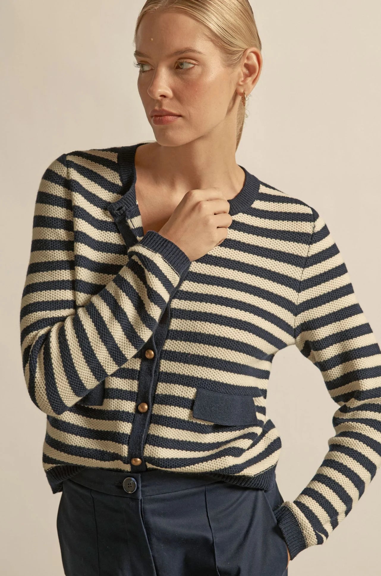 Zoe Kratzmann - Camber Knit | Midnight Cream Stripe