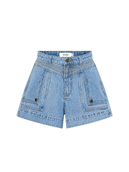 KIVARI - Celene Denim Short | Stonewash Blue