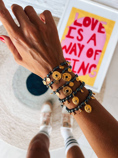 Ηematite Gold Protection Bracelets: Cross and eye
