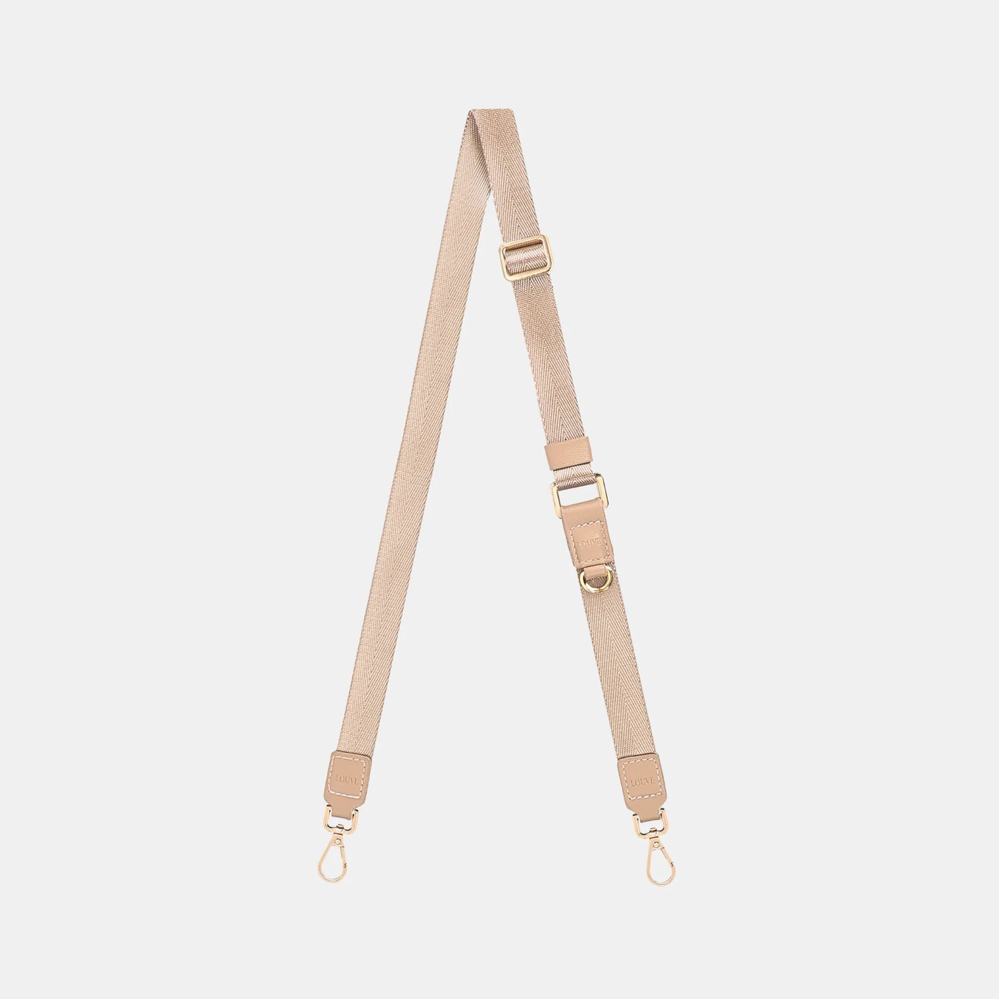Louve Collection - Vera Beige Leather & Nylon Crossbody Phone Lanyard | Gold Hardware