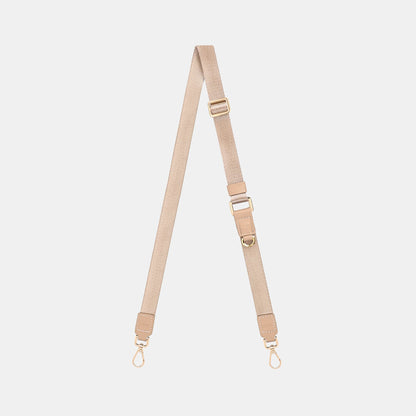 Louve Collection - Vera Beige Leather & Nylon Crossbody Phone Lanyard | Gold Hardware