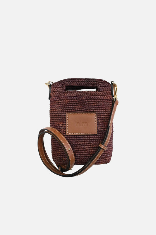 Nim The Label - Leather Trimmed Raffia Pocket | Cocoa
