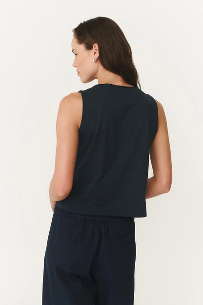 Rowie - Muriel Button Boatneck Tank | Ink