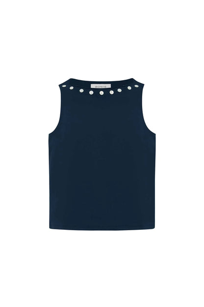 Rowie - Muriel Button Boatneck Tank | Ink