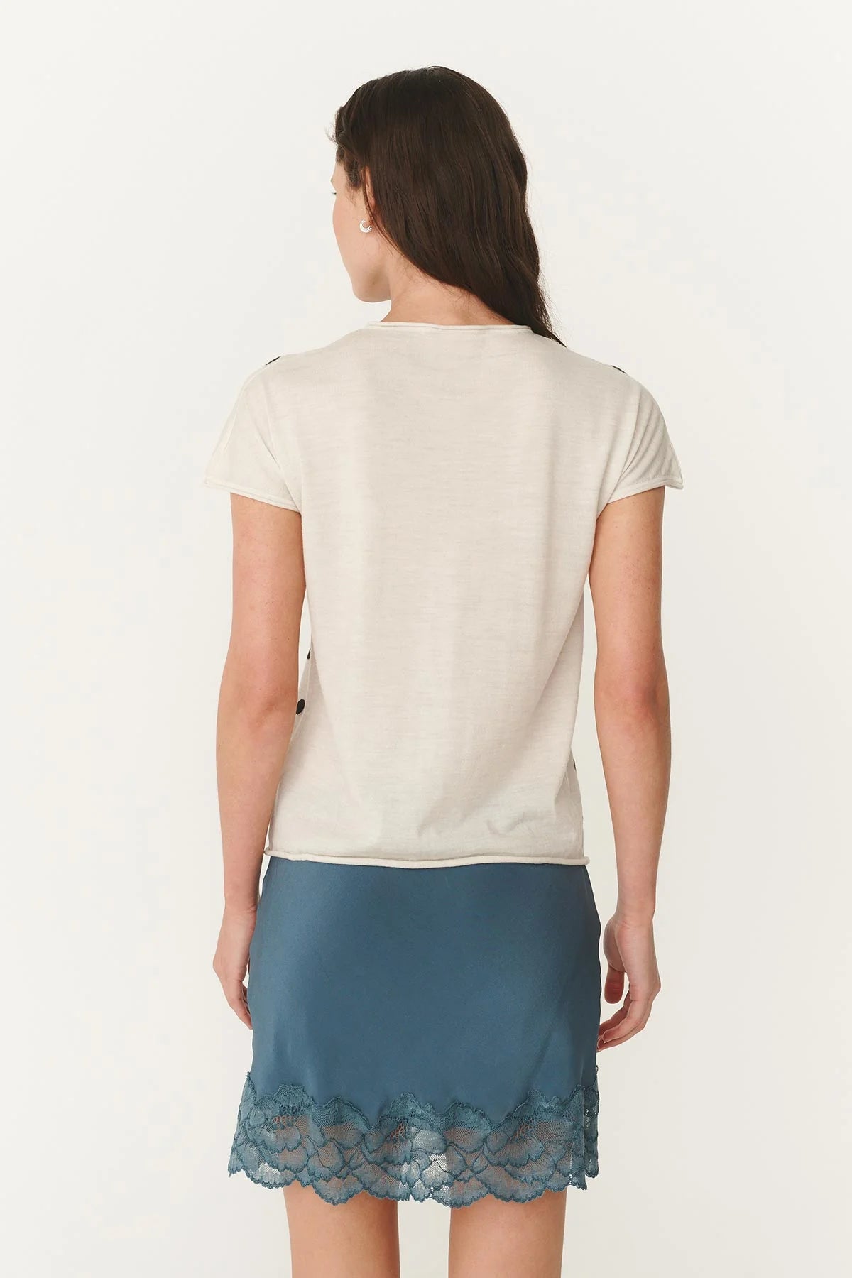 Rowie - Sandra Merino Knit Top | Bone / Espresso Spot