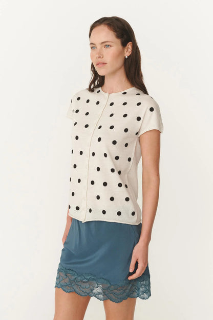 Rowie - Sandra Merino Knit Top | Bone / Espresso Spot