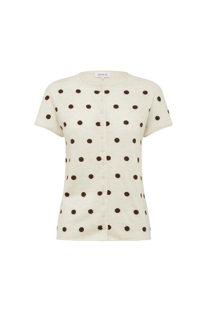 Rowie - Sandra Merino Knit Top | Bone / Espresso Spot