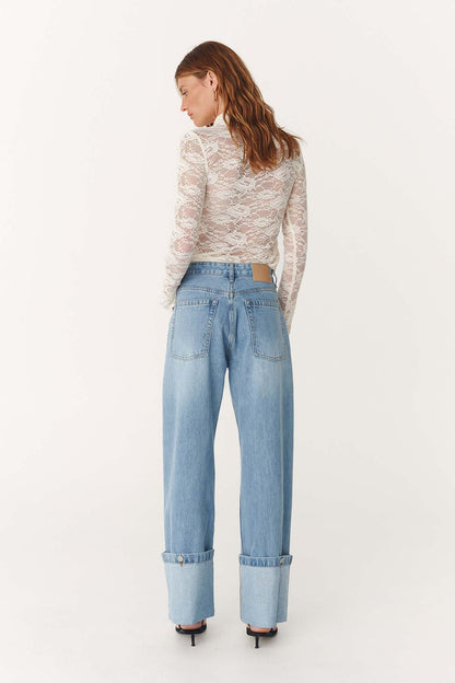 Rowie - Walter Cuffed Straight Jeans | Faded Blue
