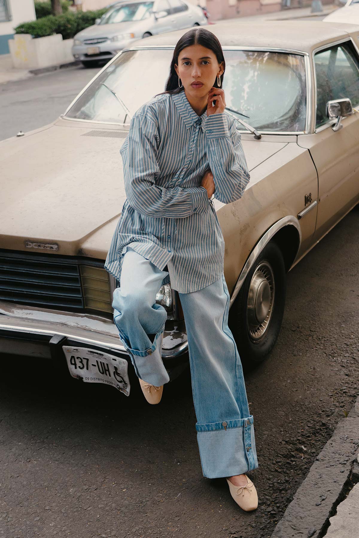 Rowie - Walter Cuffed Straight Jeans | Faded Blue